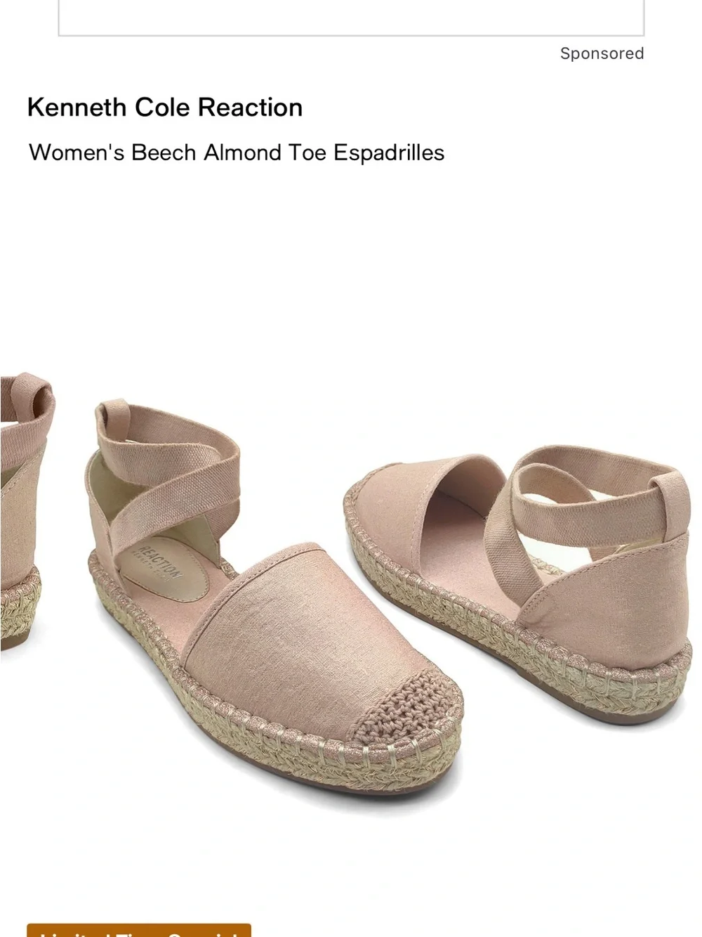 Kenneth Cole Reaction Women's Espadrille Ankle Tie Sandals in Blush